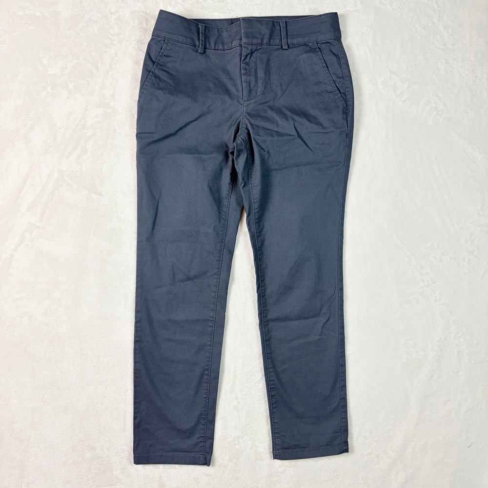 Loft Pants Women Sz 6 Gray Blue Chino Slim Straight‎ Stretch Cotton 493183